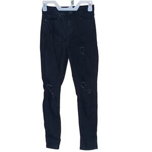 Indigo Rein Jeans Womens 3 Black Distressed Skinny Ankle Mid Rise Denim Pants